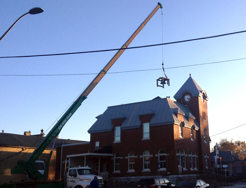 bell being listed on roof of harriston old post office